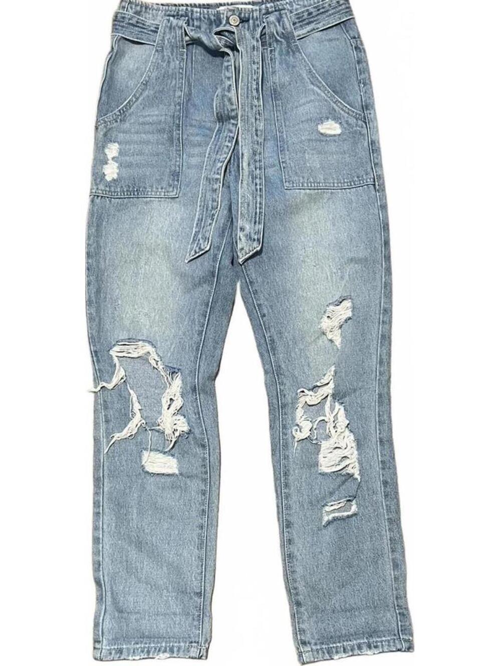 Vervet by Flying Monkey Distressed Cargo Jeans with Tie belt  Size 4